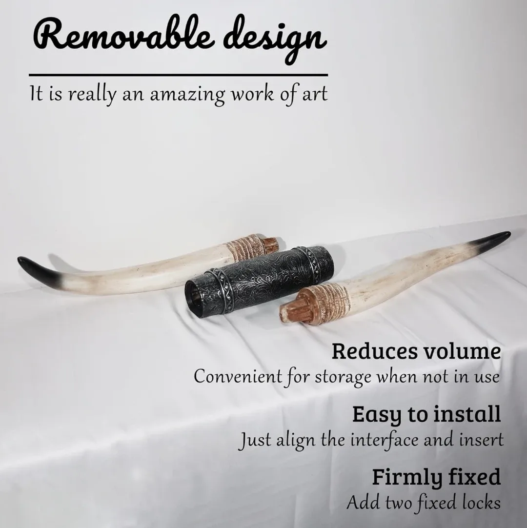 KIWZZXXKW Bull Horns Decor - Retro Silver image indicator(3)