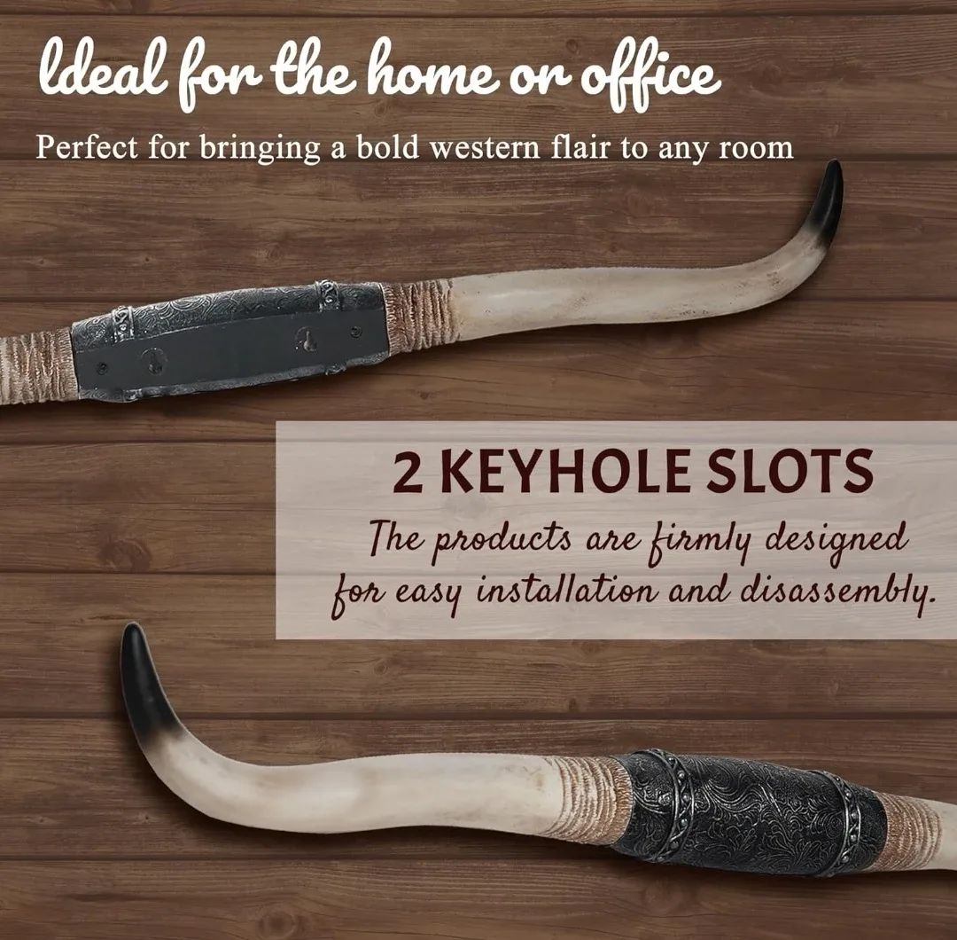 KIWZZXXKW Bull Horns Decor - Retro Silver image indicator(8)