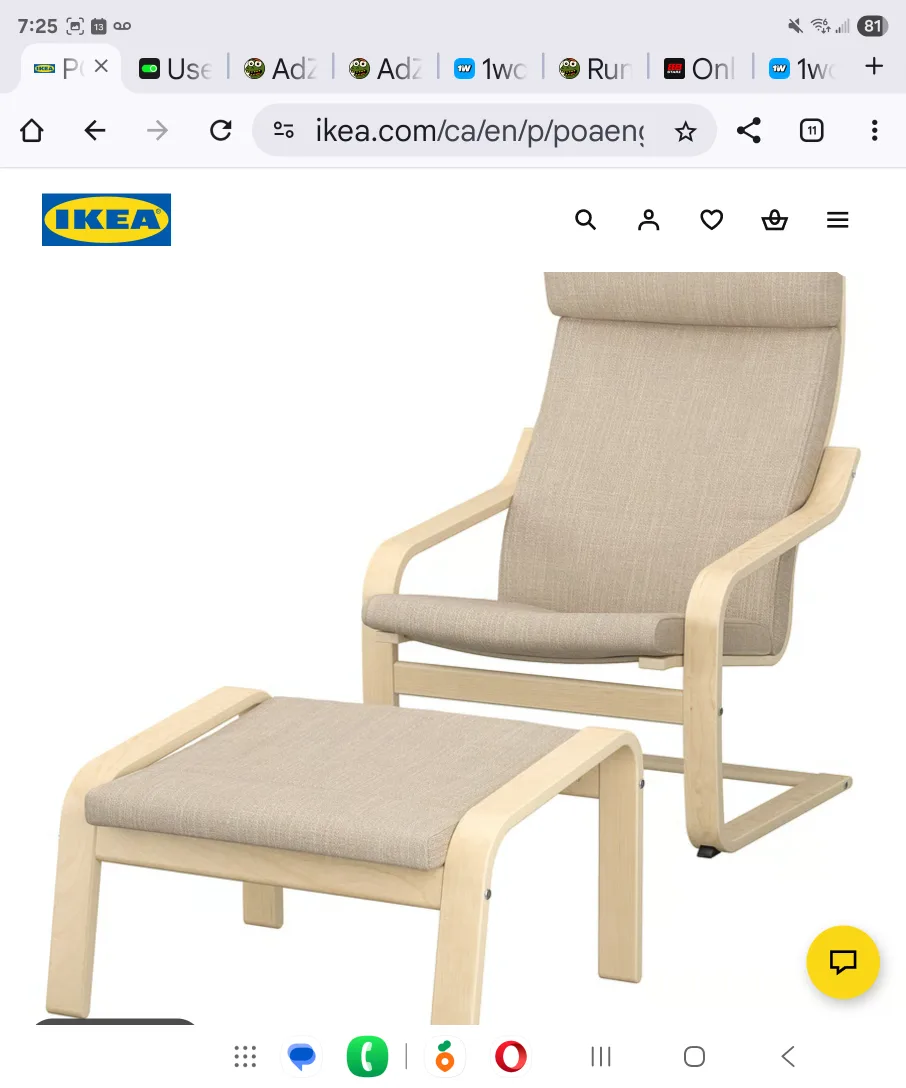 IKEA POÄNG Chair with Footstool thumbnail