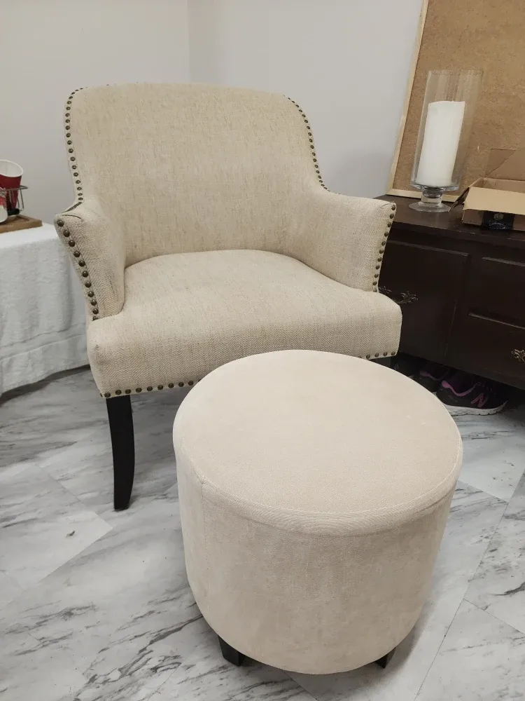 Beige Armchair and Ottoman Set thumbnail