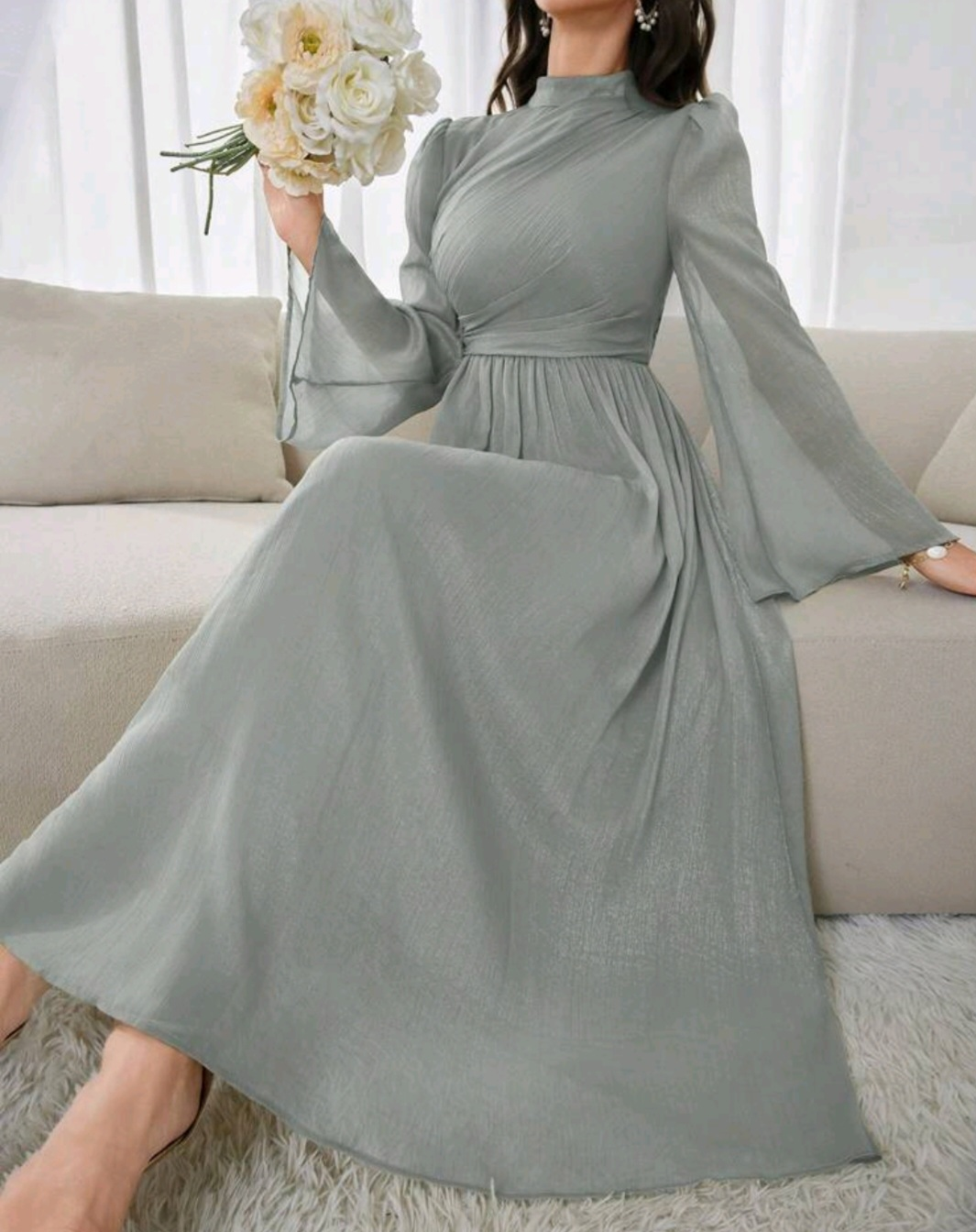 Grey Long Sleeve Maxi Dress - photo 2