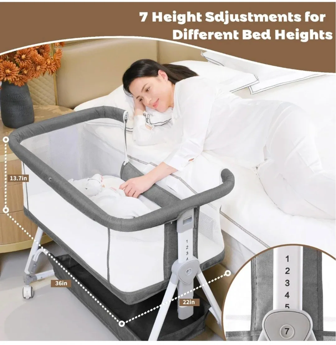 Baby Bassinet, 3 in 1 Bedside Bassinet image indicator(4)