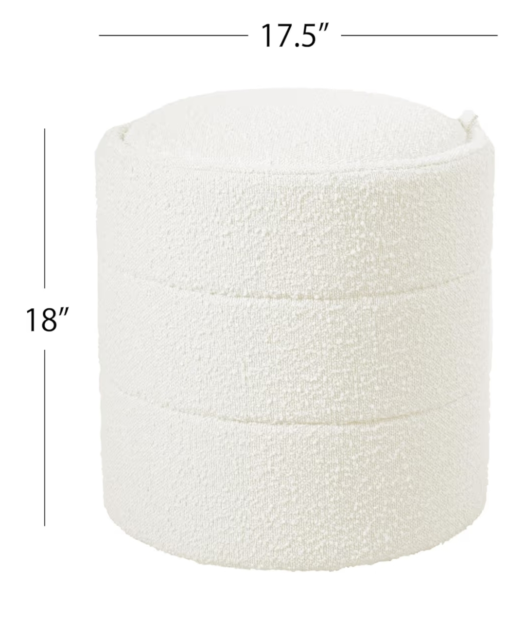 Cream  Round Ottoman with Storage 17.5"x18" - photo 4
