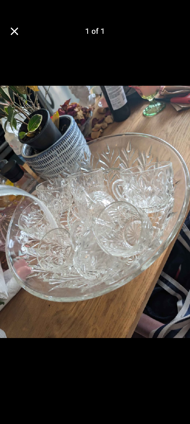 Crystal Punch Bowl Set with Cups