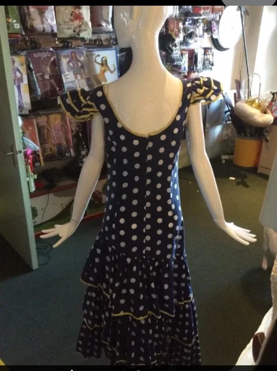Navy Blue Polka Dot Flamenco Dress size S image indicator(2)