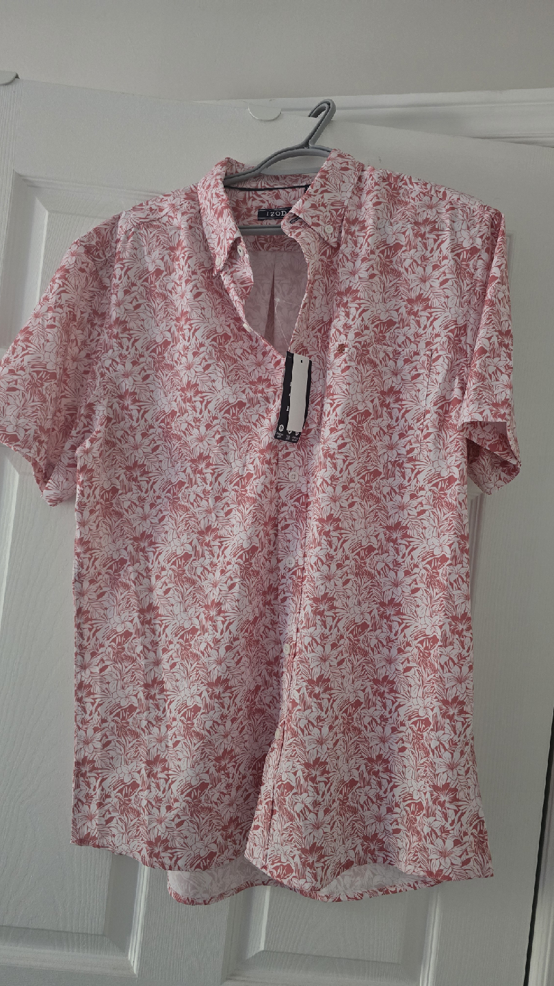 IZOD Floral Print Button-Down Shirt - L/G