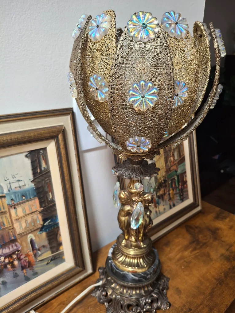 Very Rare Antique -Vintage Lotus Flower Lamp image indicator(6)