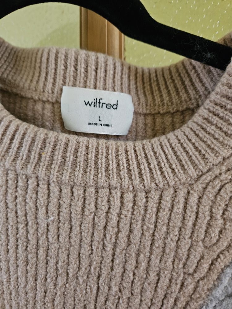 Wilfred Free Colour Block Cable Knit Sweater - Size L - photo 2