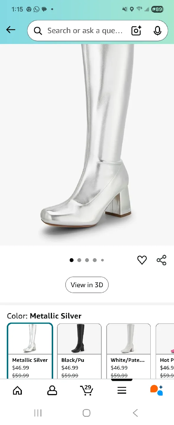 BEAUVILLIERS Metallic Silver Boots Size 6.5 image indicator(2)