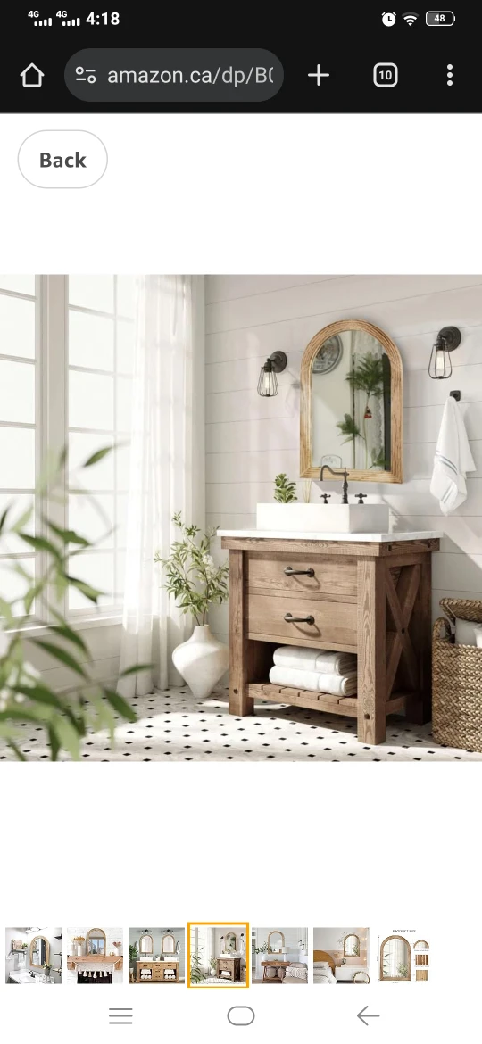 Arched Wood Frame Mirror - photo 2
