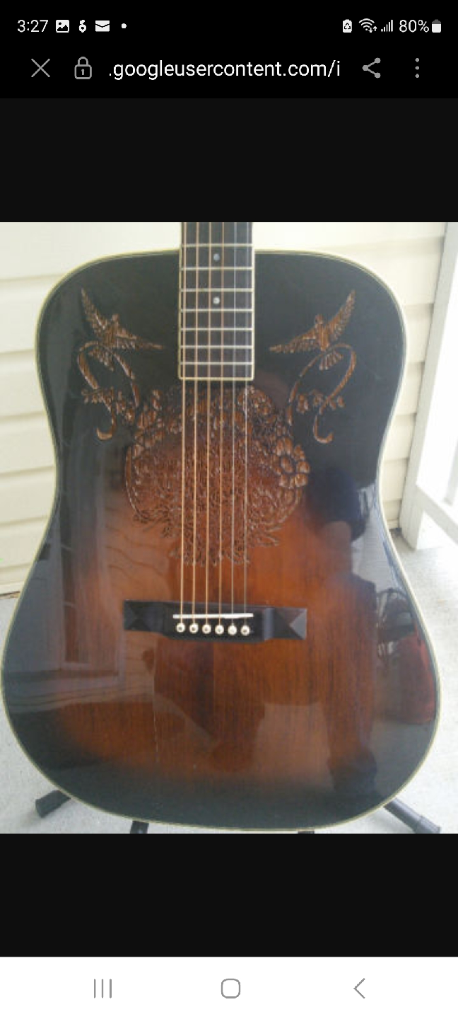 Shiraki Acoustic Guitar - Carved Design