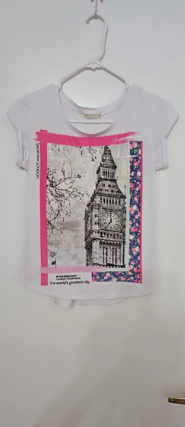 🩷DONAPEARL White T-Shirt with London Print