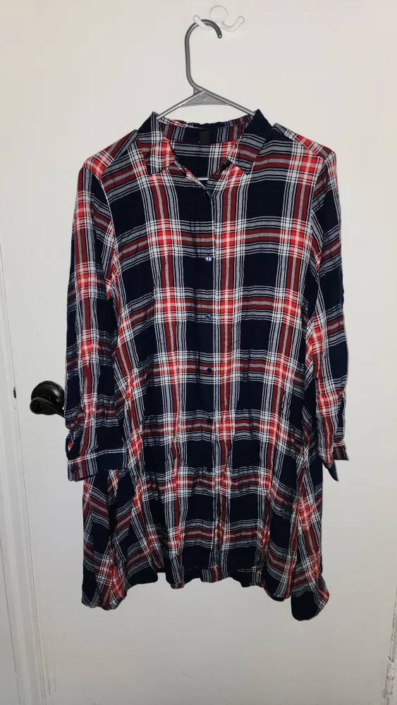 Plaid Flannel Shirt Dress thumbnail