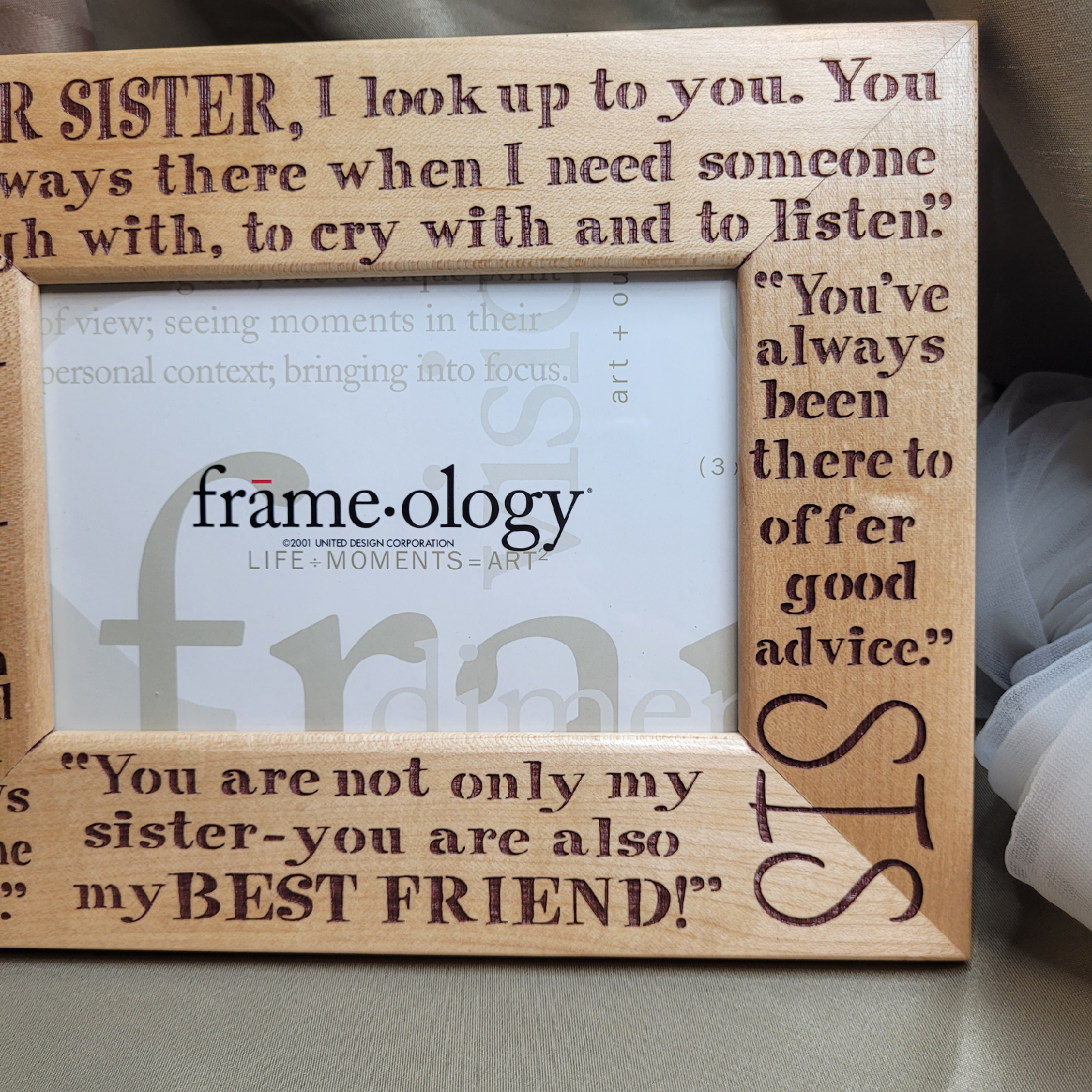 Wooden Sister Frame Holds 3 3/4 x 5 3/4" Picture - photo 3