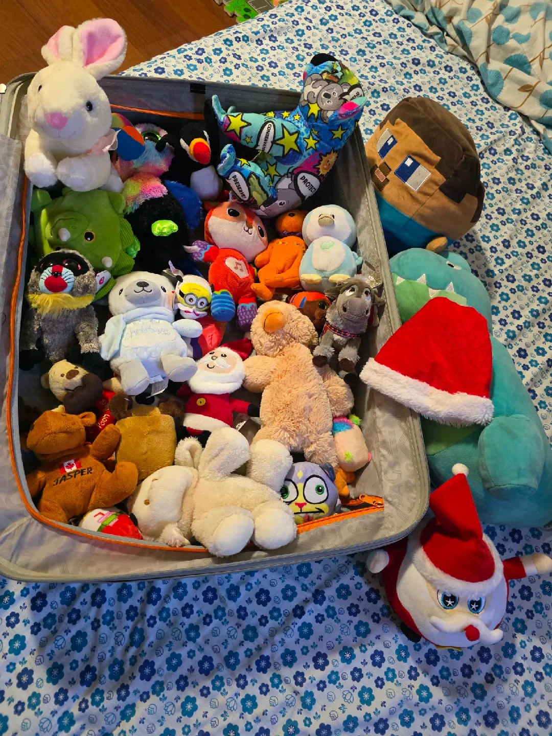 Bean Bag Chair - Navy with White Polka Dots with soft toys thumbnail