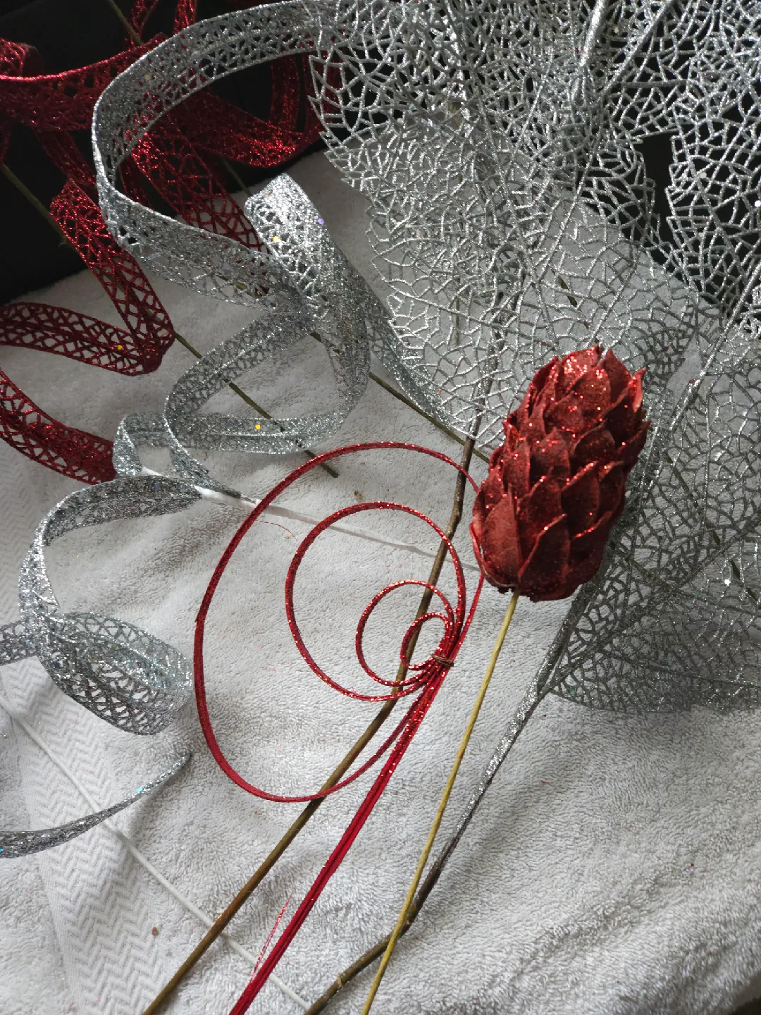 Christmas Decor Stems - Red and Silver - 12 image indicator(2)