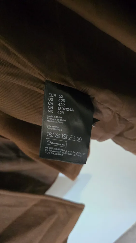 H&M Brown Wool Blend Coat - Size 42R image indicator(5)