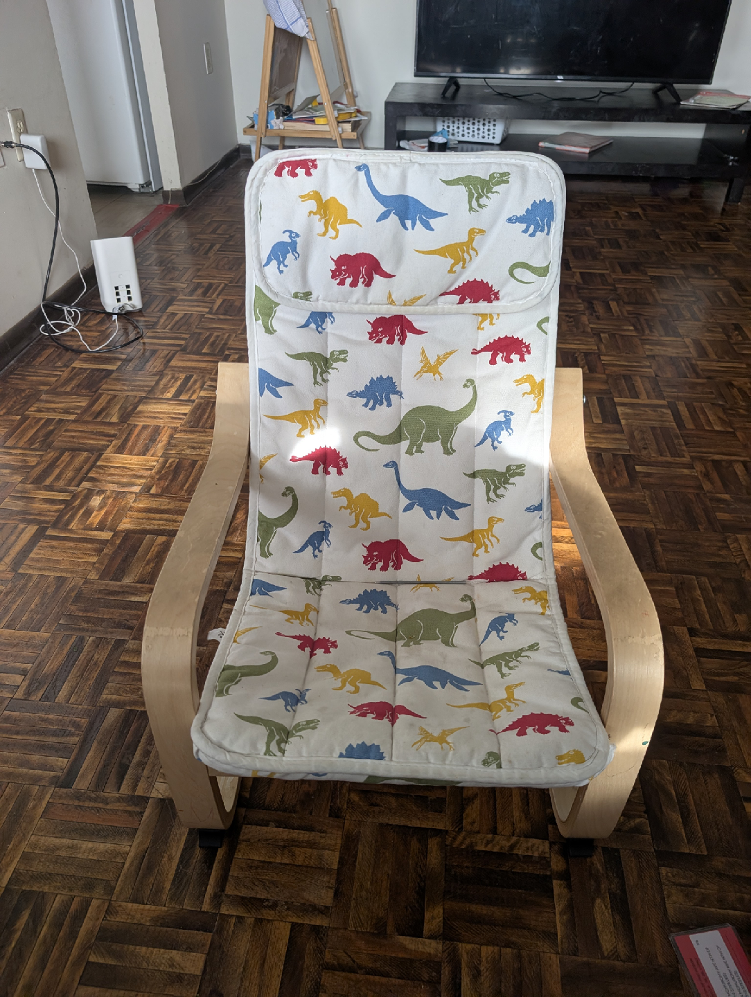 IKEA Poang Chair with Dinosaur Cover