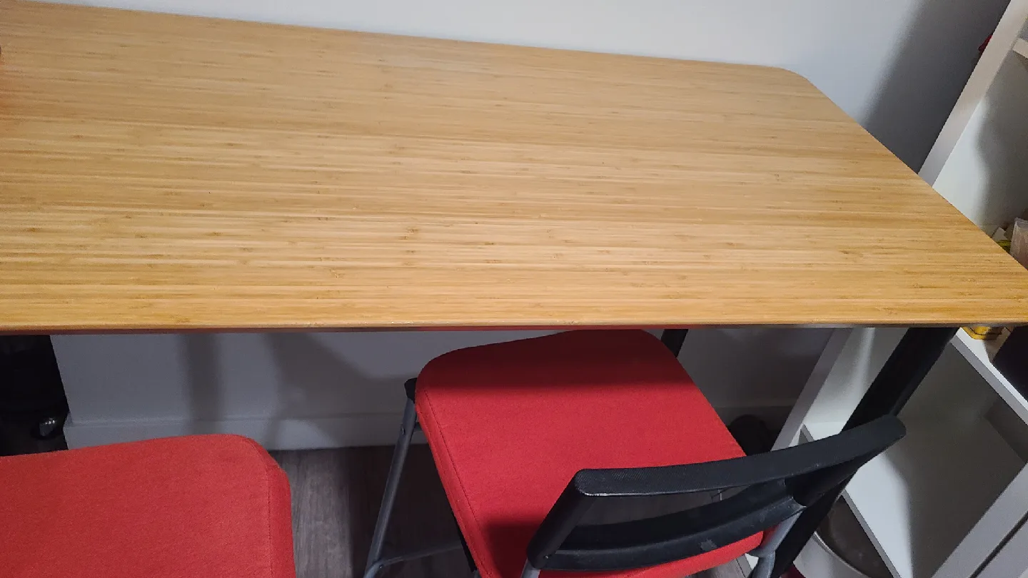 IKEA ANFALLARE / OLOV Desk bamboo/black and two bar chairs image indicator(4)