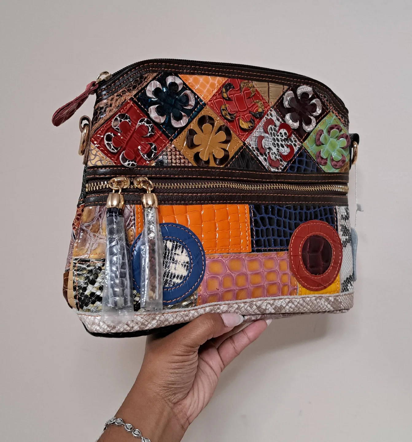 Patchwork Leather Crossbody Bag image indicator(2)