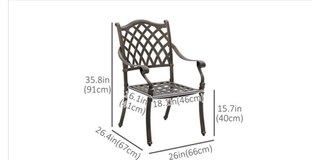Cast Aluminum Outdoor Patio Dining Chair - photo 2