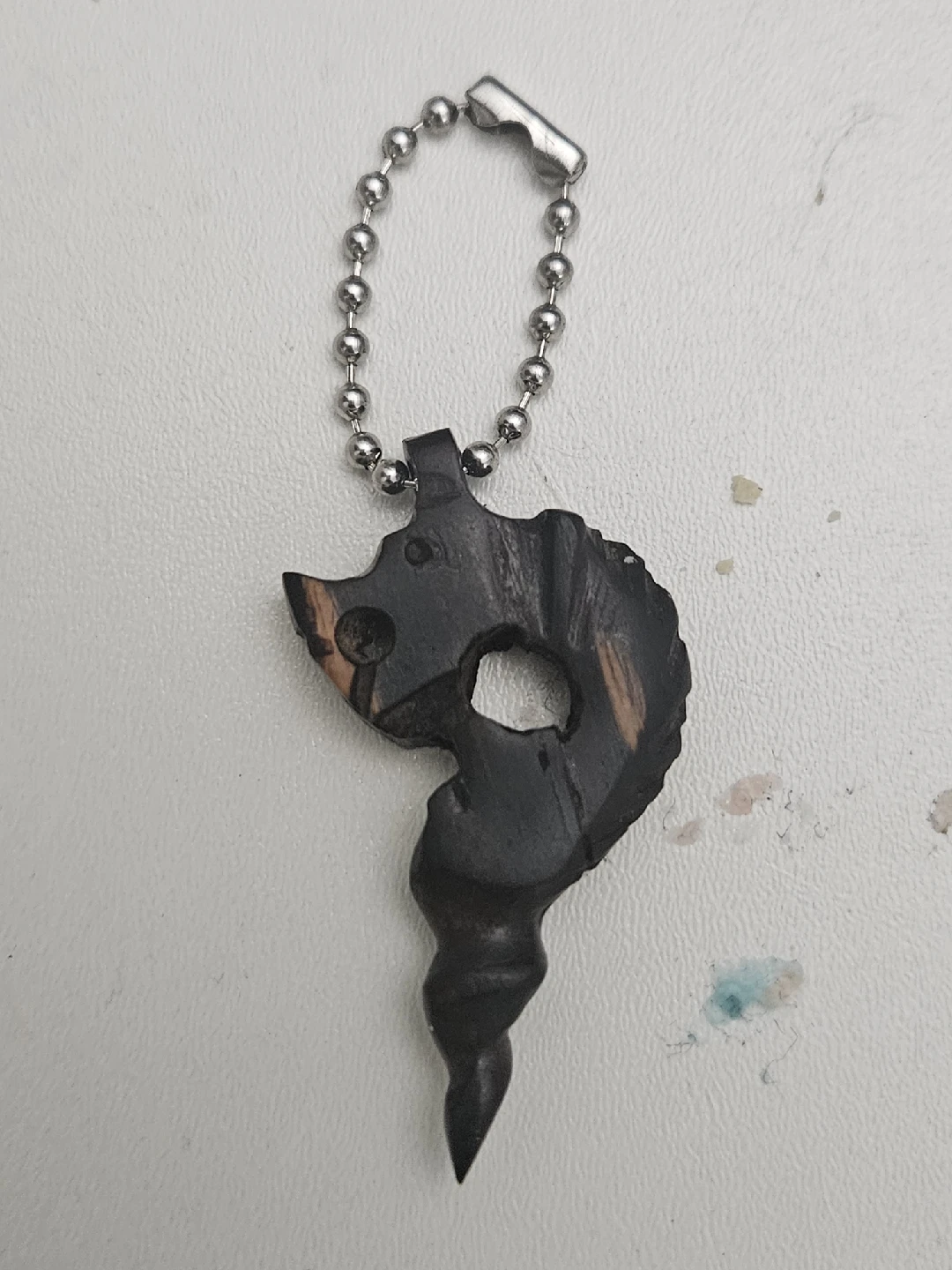 Hand Carved Wooden Seahorse Keychain - photo 2