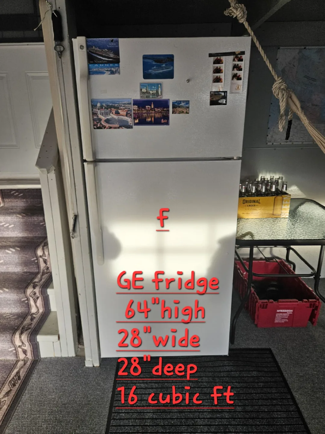 GE White Fridge - 64" High, 28" Wide, 16 cu ft image indicator(2)
