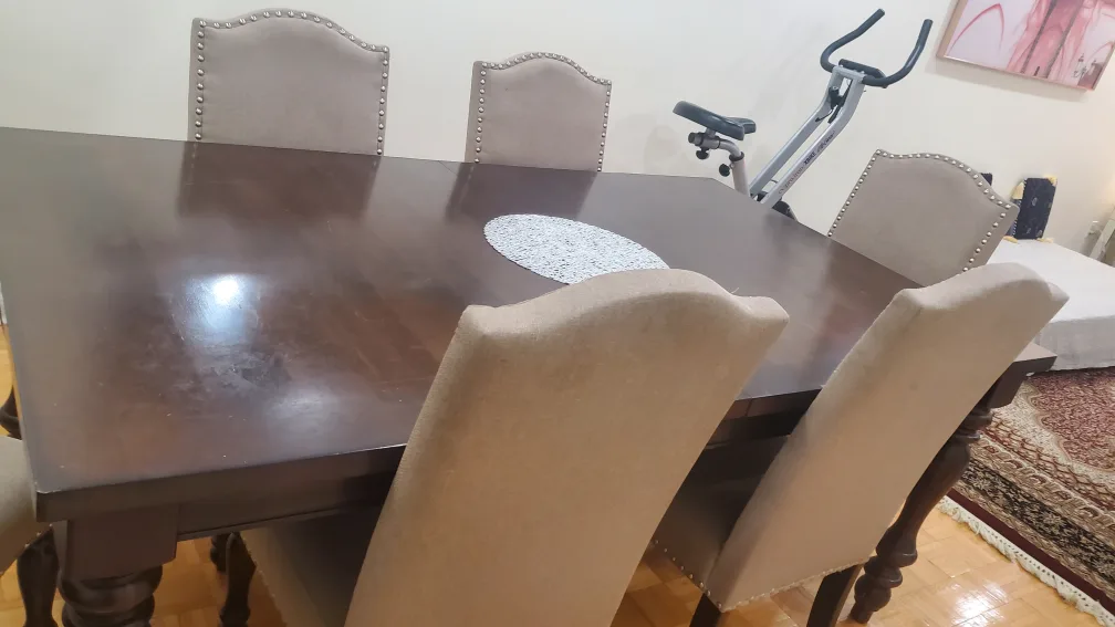 Dining Table with 6 Upholstered Chairs image indicator(4)