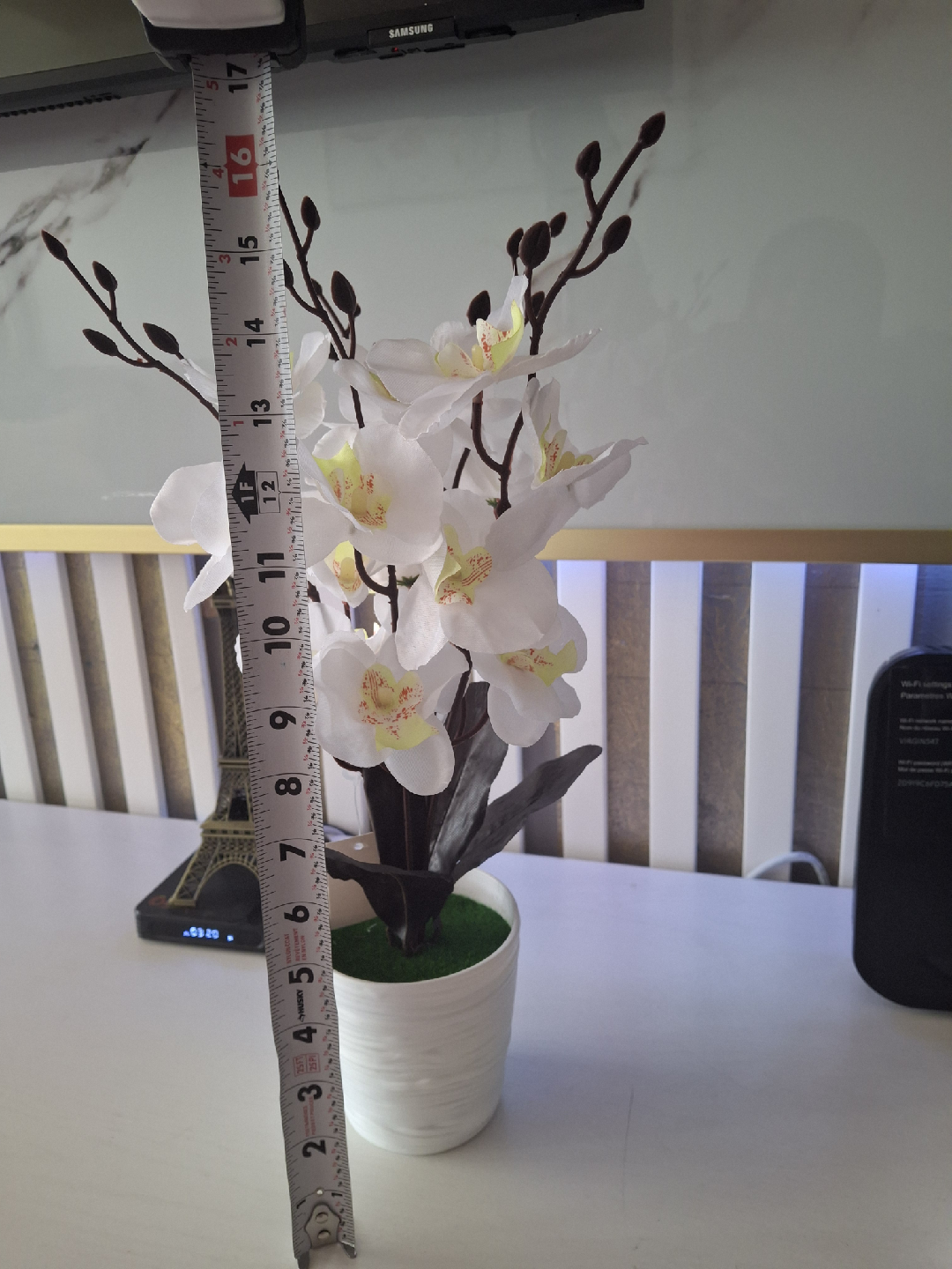 Artificial White Orchid in Pot 🥕 - photo 3