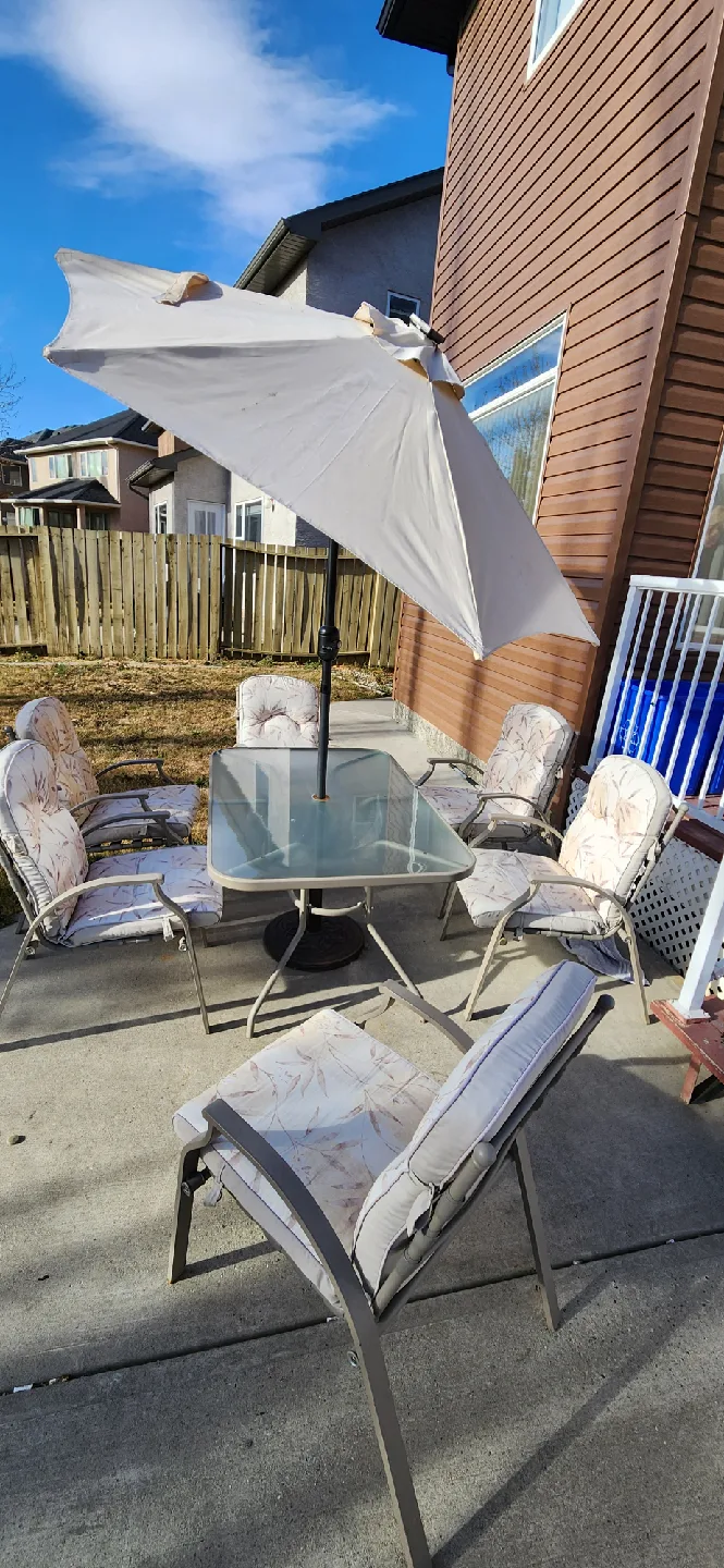 Patio Table with 6 Chairs & Umbrella image indicator(6)