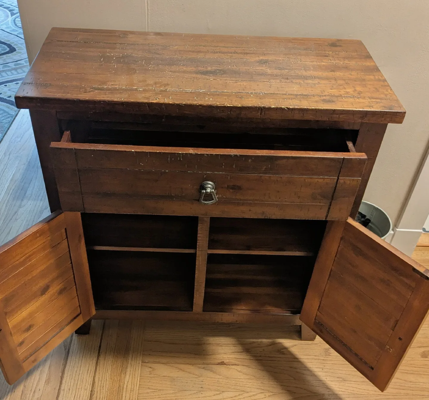 Rustic Wood Cabinet with Drawers thumbnail