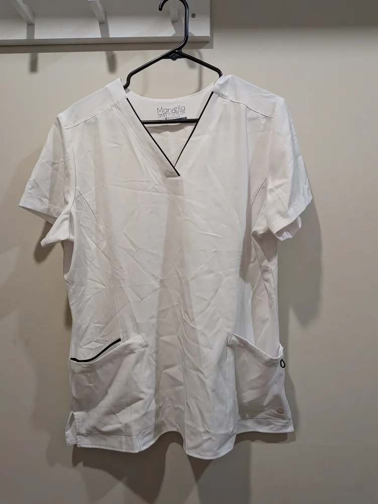 Marvella Simply Stylish White Scrub Top thumbnail