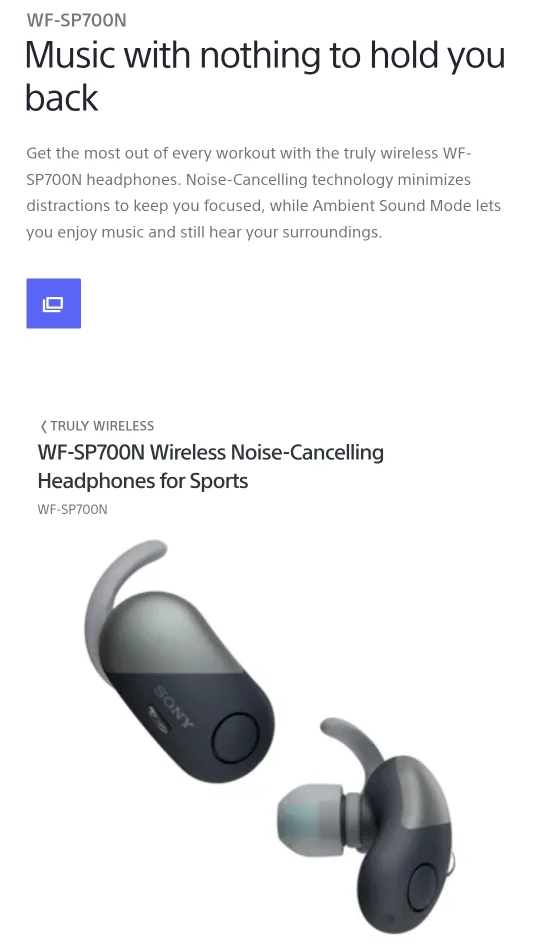 Sony WF-SP700N Wireless Noise-Cancelling Headphones - Black image indicator(2)