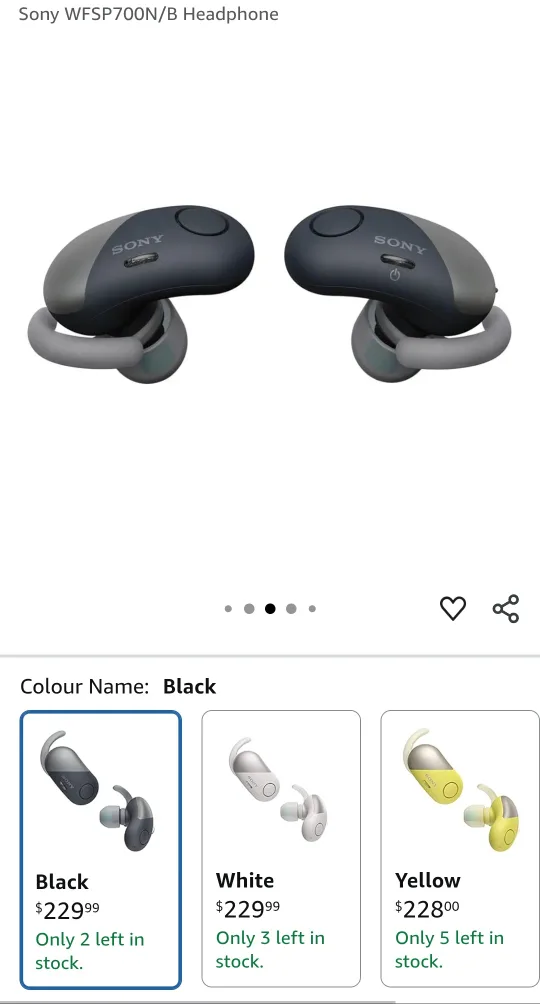 Sony WF-SP700N Wireless Noise-Cancelling Headphones - Black image indicator(3)