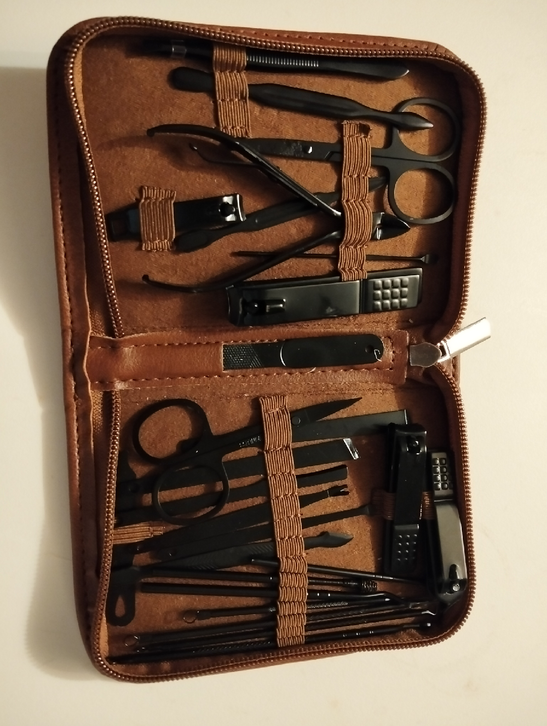 Manicure Set in Brown Zipper Case