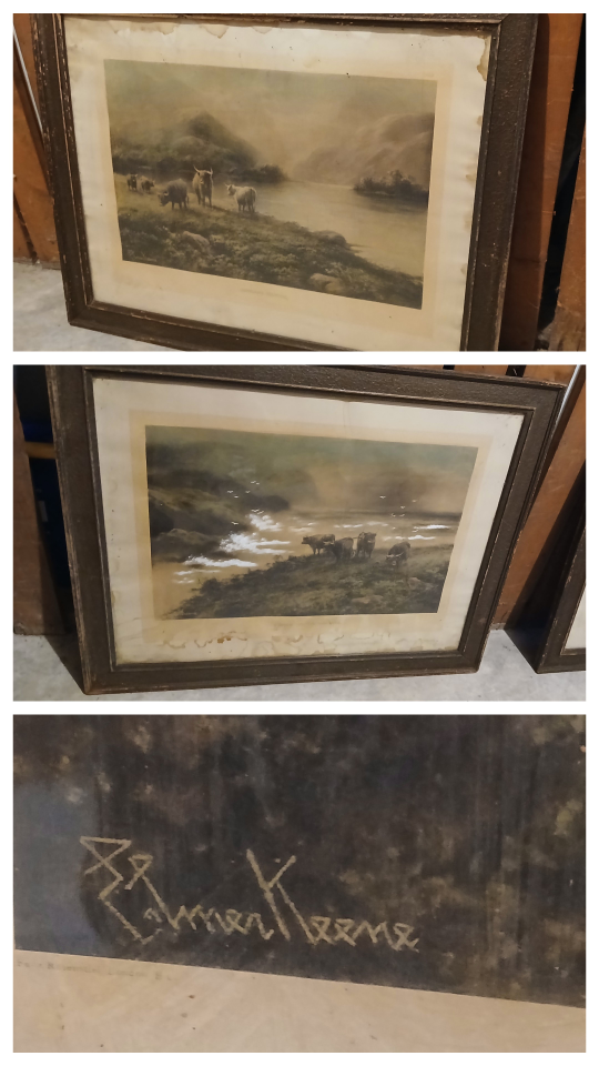 Pair large Elmer Keene Framed Prints
