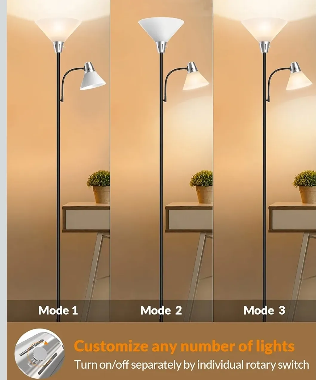 Lepower Floor Lamp with Adjustable Reading Light image indicator(4)