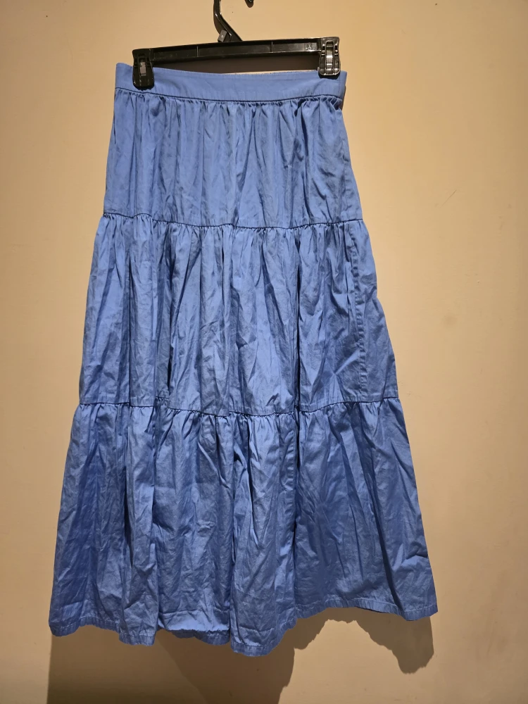 Blue Tiered Midi Skirt
