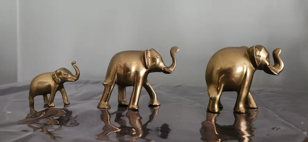 Solid Brass Elephant Figurines (Set of 3) FIRM PRICE image indicator(2)