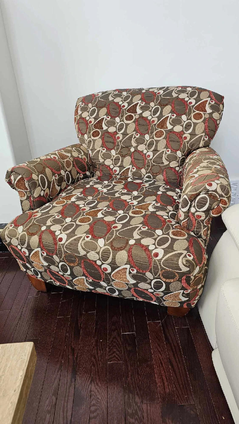 Patterned Armchair - Cozy Accent Chair with 4 matching cushions