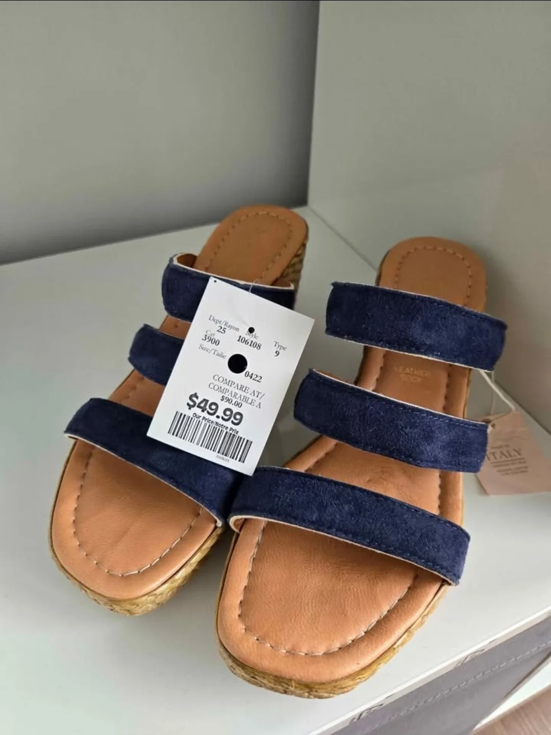 NEW! Italian Blue Wedge Sandals - Size 7.5 image indicator(2)