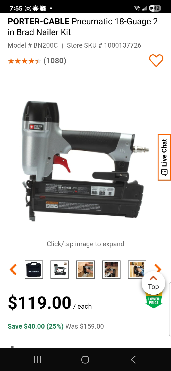 PORTER-CABLE Pneumatic 18-Gauge Brad Nailer Kit