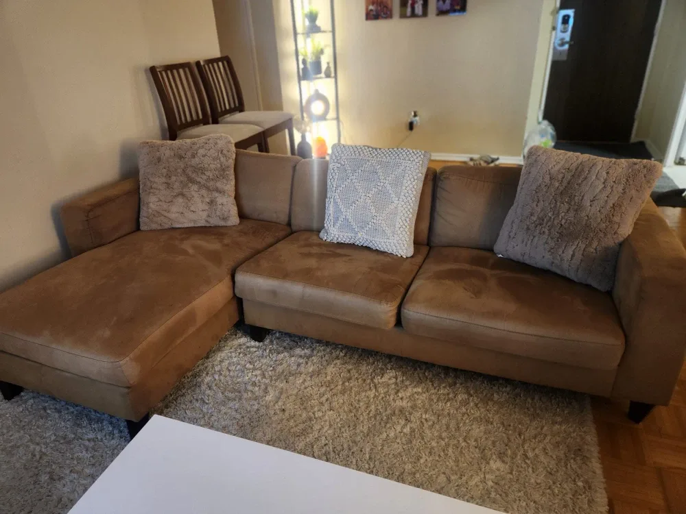 Brown Sectional Sofa with Chaise Lounge thumbnail