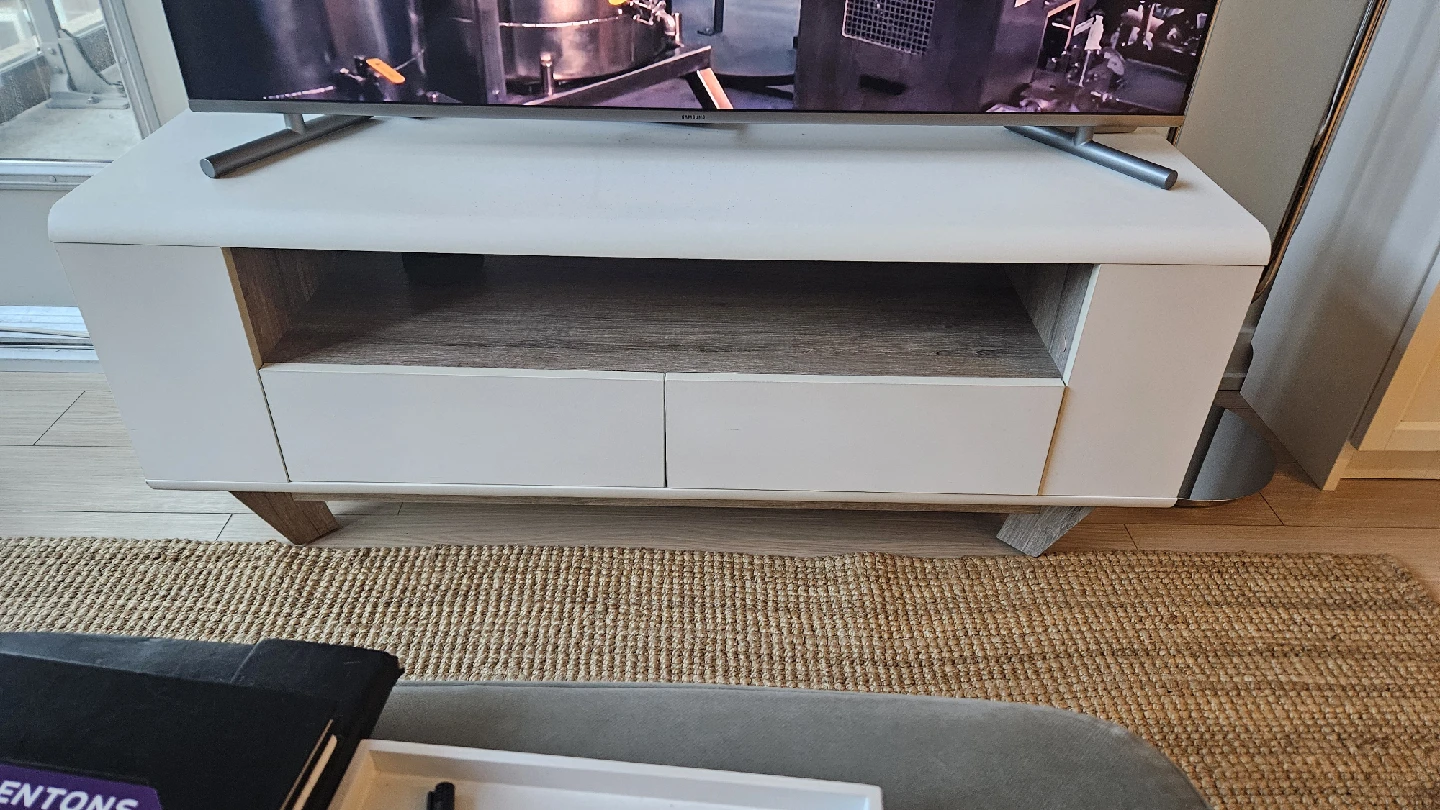White TV Stand with Storage