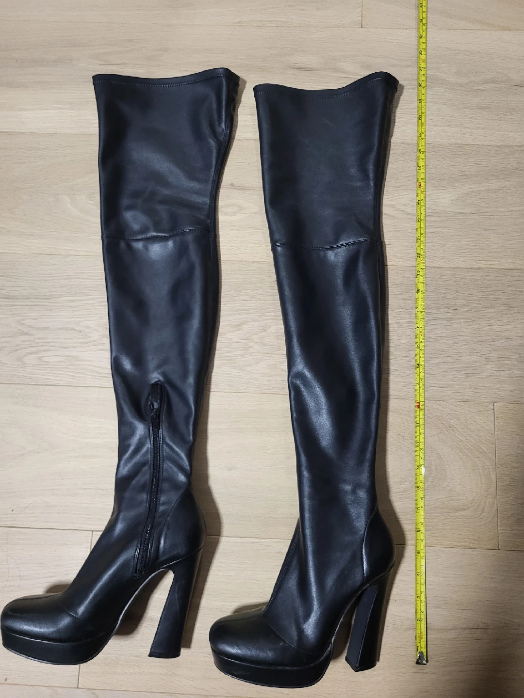 Black Thigh High Heel Boots - photo 3