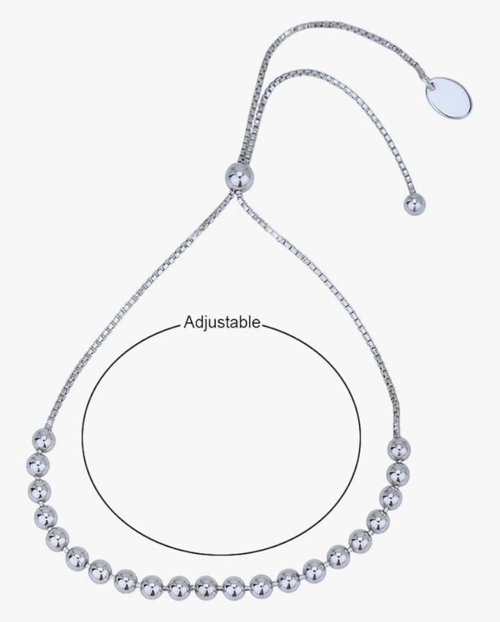 High Polished Beaded Bolo Bracelet - 925 Sterling Silver - photo 4