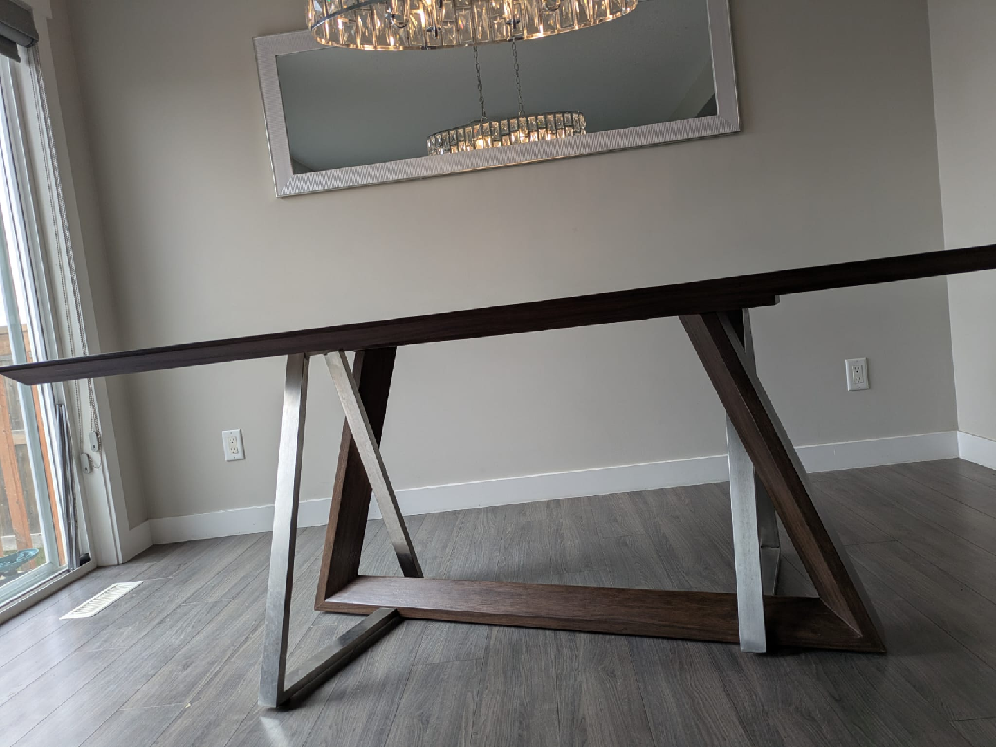 Modern Dining Table with Metal Legs and Chairs - photo 2