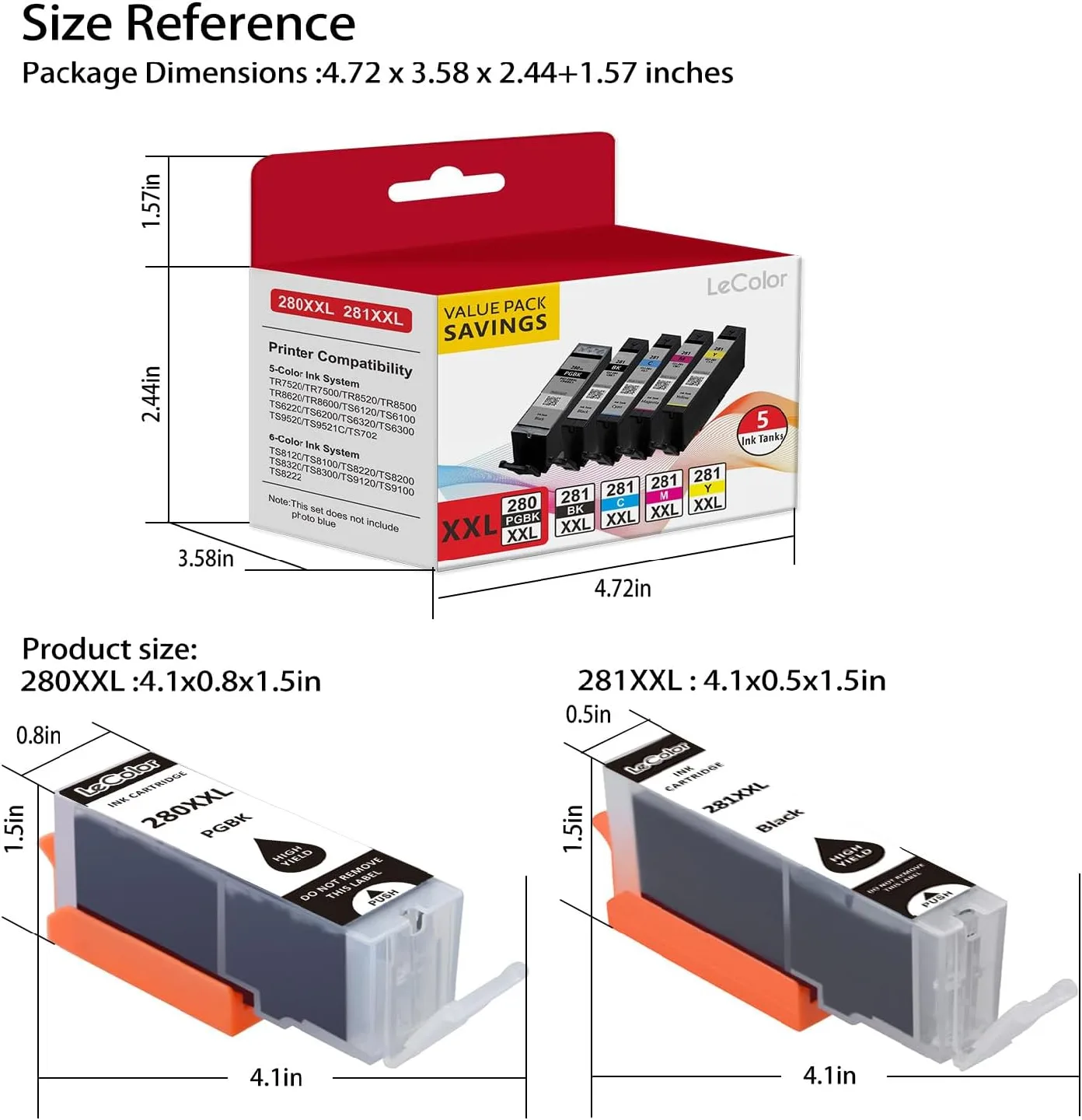 PGI-280XXL CLI-281XXL 280 281 Compatible Ink Cartridge Work image indicator(8)
