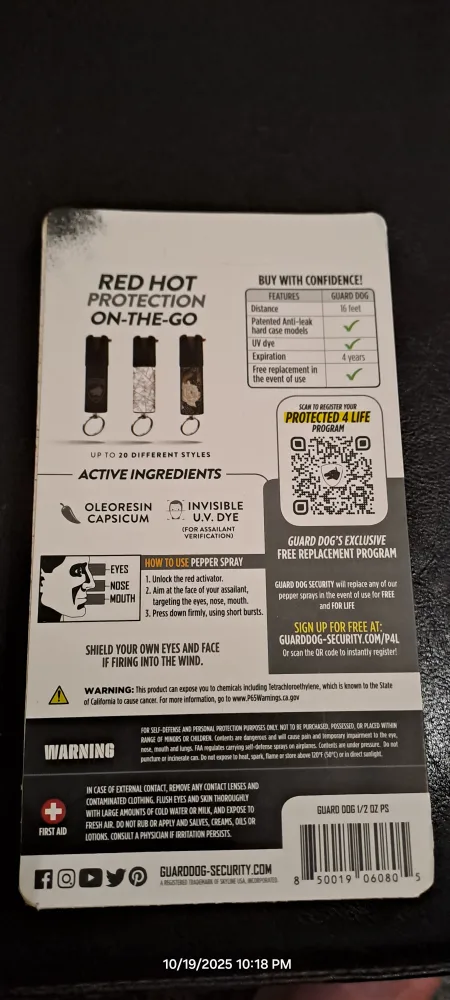 New Guard Dog Keychain Pepper Spray image indicator(2)