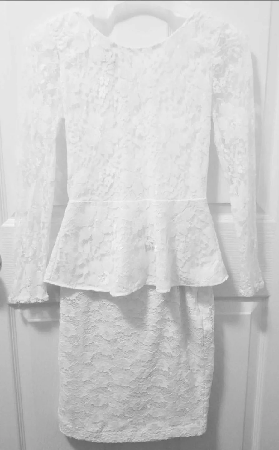 👗Lace White Peplum long sleeve and matching Skirt👗 image indicator(5)